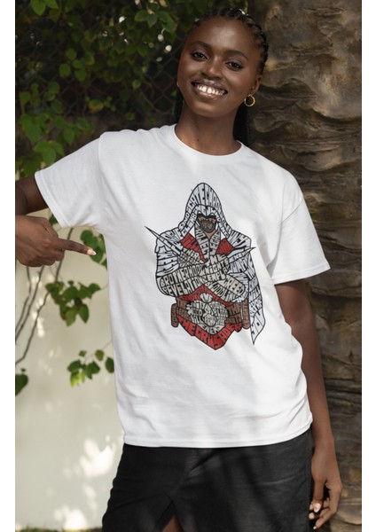 Assassins Yazılı Tshirt Unisex Assassin's Creed Baskılı T-Shirt