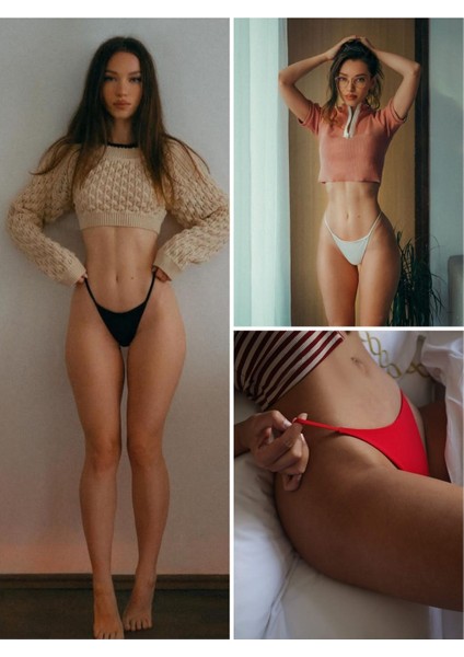 5'li Pamuk Seksi String Tanga Külot Siyah Beyaz Kırmızı fiyatları