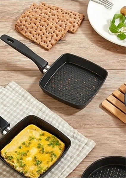 Alüminyum Döküm Kare Mini Pancake Omlet Kızartma Sos Tavası 12/12CM