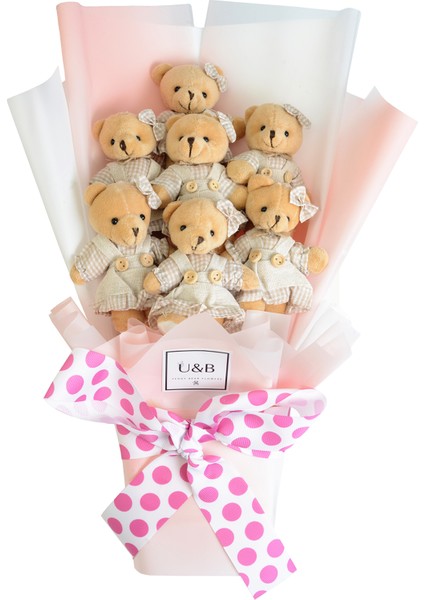 Sevimli Pembemsi Ayıcık Buketi