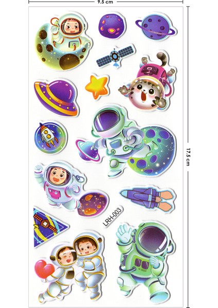 Bear & Pear Astronot ve Gezegenler Kabartmalı Sticker Çıkartma