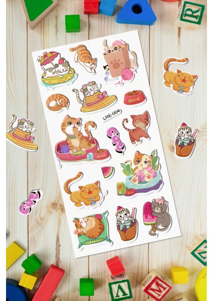 Tontik Kediler Çok Amaçlı Renkli Sticker Çıkartma
