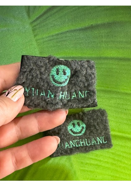 8x4 cm 2 Li Gülen Surat Peluş Arma Yama Dikiş Hobi Aksesuarı