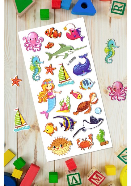 Bear & Pear Mermaid ve Sevimli Balıklar Yapıştırma Sticker Seti