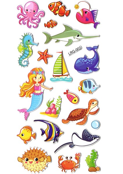 Bear & Pear Mermaid ve Sevimli Balıklar Yapıştırma Sticker Seti