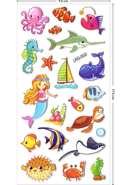 Bear & Pear Mermaid ve Sevimli Balıklar Yapıştırma Sticker Seti