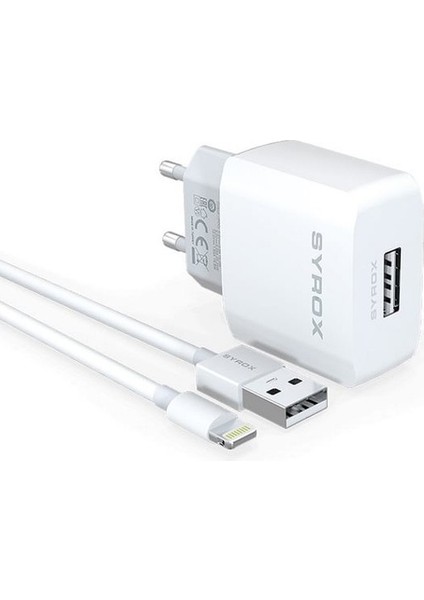 Umut Bilişim Teknolojileri - Syrox 1.6A Lightning iPhone Uyumlu Seyahat Şarj & Data Seti J46