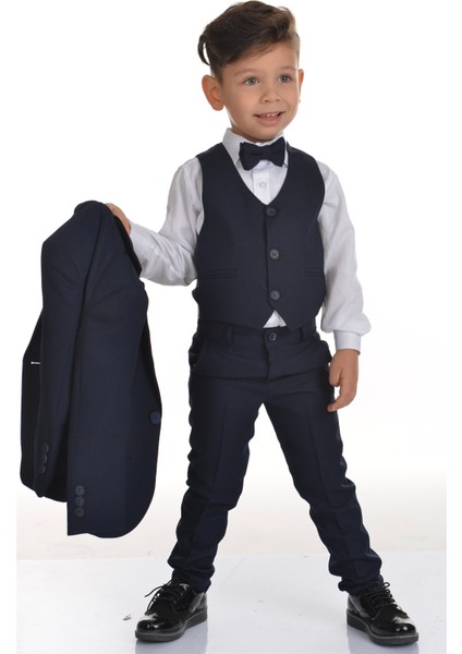 Lacivert Yelekli Papyonlu Erkek Çocuk Takım Elbise fiyatları