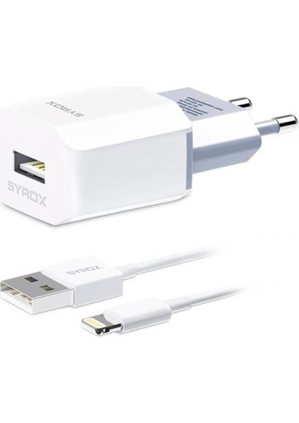 Umut Bilişim Teknolojileri - Iphone 5-6-7-8-X Lightning Uyumlu Duvar Şarj Aleti 1.6A SYX-J46