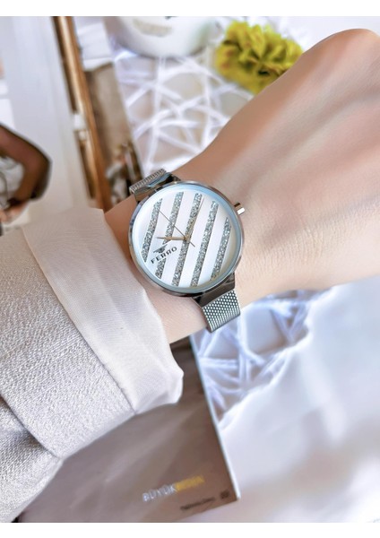 Silver Hasır Kordonlu Renk Atmaz 30 Metre Suya Dayanıklı Özel Tasarım Kadın Kolsaati 1618 fiyatları