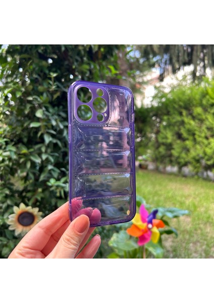 Apple iPhone 13 Pro Mor Şeffaf Dalgalı Silikon kılıf