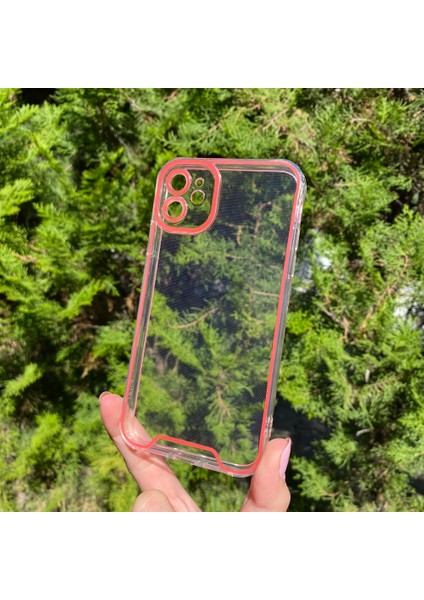 Apple iPhone 11 Kırmızı Fosforlu Şeffaf Silikon Kılıf