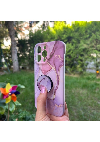 Apple iPhone 12 Pro Max Pembe Mermer Görünümlü Kılıf