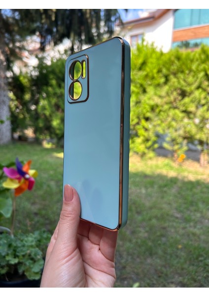 Xiaomi Redmi Note 11E Bakır Detaylı Turkuaz Parlak Silikon Kılıf