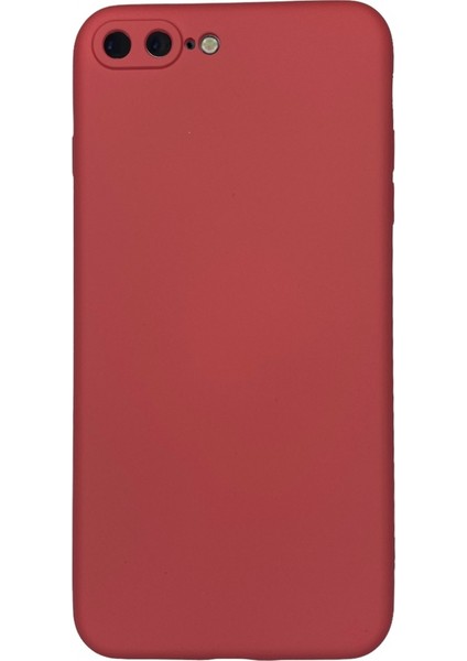 Apple iPhone 7 Plus - 8 Plus Içi Süet Tasarım Pembe Silikon Kılıf