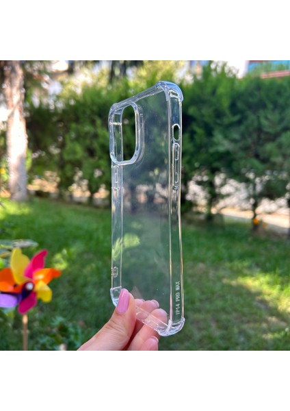 Apple iPhone 14 Pro Max Kamera ve Köşe Korumalı Şeffaf Silikon Kılıf
