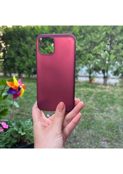 Apple iPhone 12 Bordo Yumuşak Silikon Kılıf