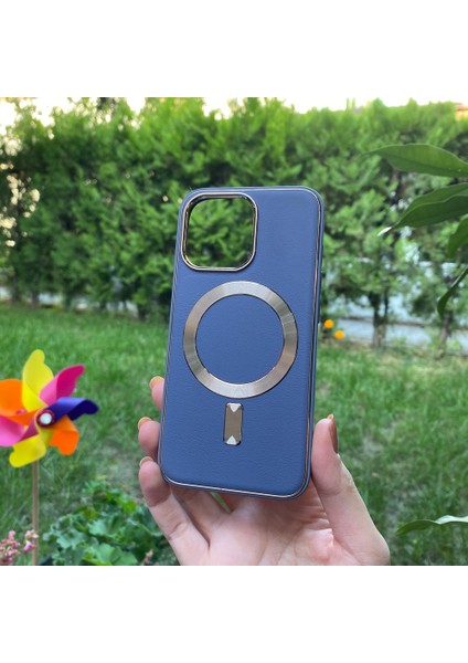 Apple iPhone 13 Pro Mor Deri Magsafe Kılıf