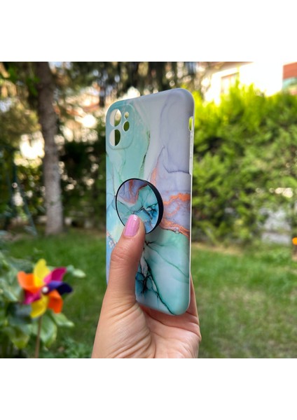 Apple iPhone 11 Turkuaz Mermer Görünümlü Kılıf