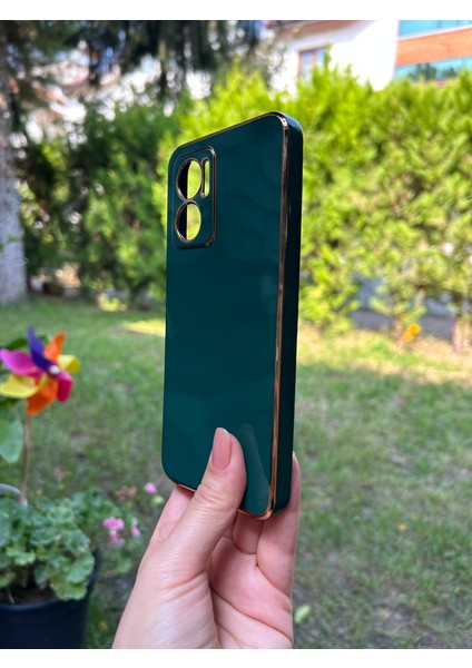 Xiaomi Redmi Note 11E Bakır Detaylı Koyu Yeşil Parlak Silikon Kılıf