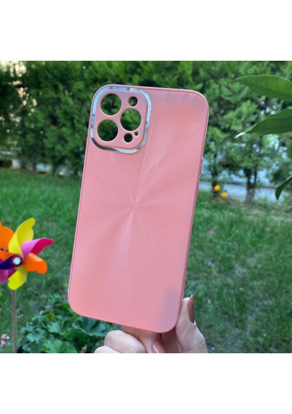 Apple iPhone 12 Pro Max Pembe Prizma Desenli Cam Görünümlü Kılıf