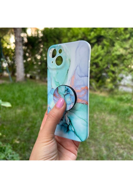 Apple iPhone 14 Turkuaz Mermer Görünümlü Kılıf
