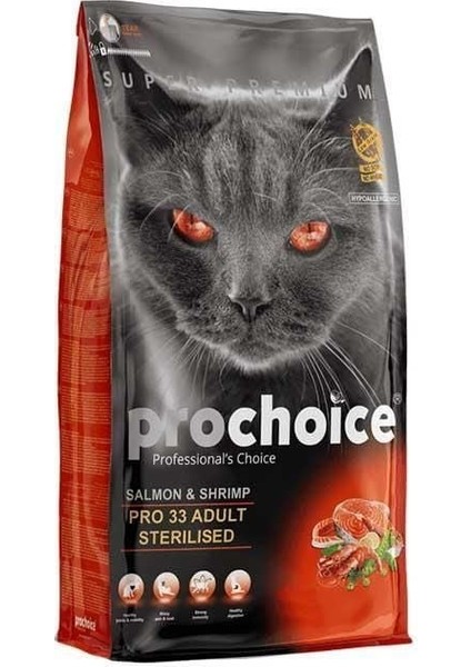 Pro 33 Sterilised Somonlu Kısırlaştırılmış Kedi Maması 15 kg
