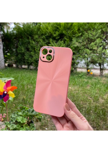 Apple iPhone 14 Plus Pembe Prizma Desenli Cam Görünümlü Kılıf