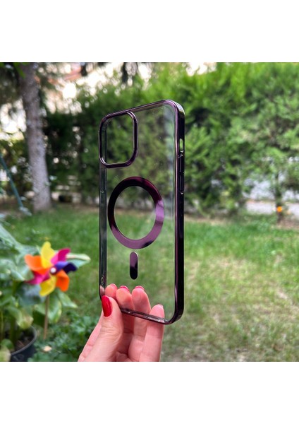 Apple iPhone 13 Pro Max Mor Parlak Kenarlı Magsafe Kılıf