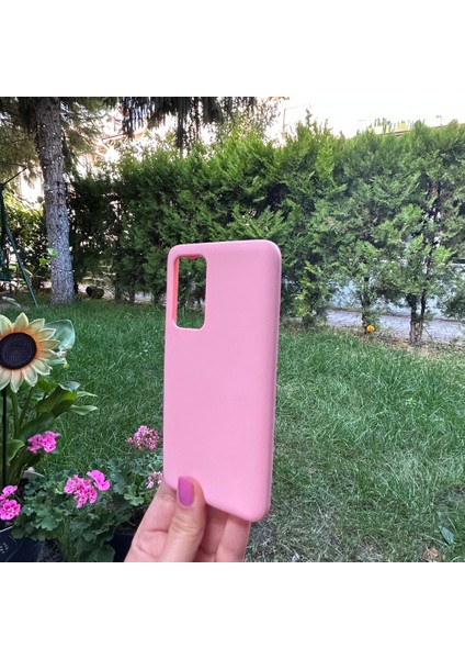 Huawei P40 Içi Süet Tasarımı Pembe Silikon Kılıf