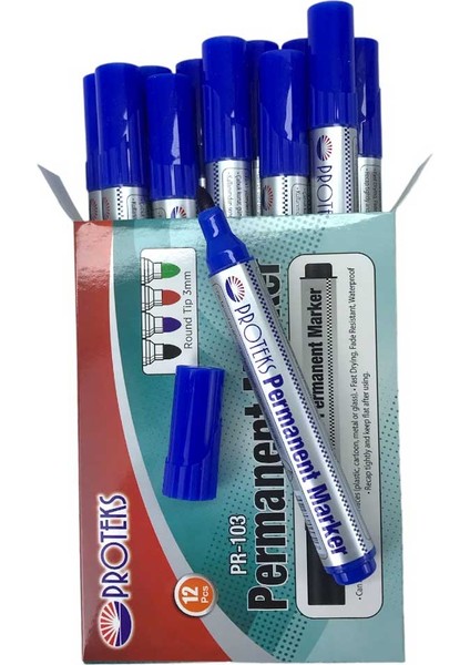Protex Koli Kalemi Permanent Marker Mavi 12'li Paket indirimleri