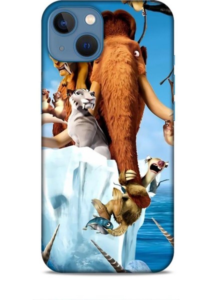 Apple iPhone 13 Kılıf Animasyon 15 Buz Devri Kahverengi Kalın Silikon