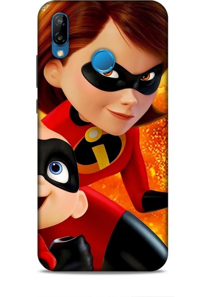 Huawei P20 Lite Kılıf Animasyon 7 Inanılmaz Aile Kırmızı Desenli Kılıf