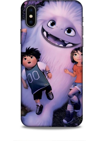 Apple iPhone x Kılıf Animasyon 1 Yeti Efsanesi Beyaz Telefon Kılıfı