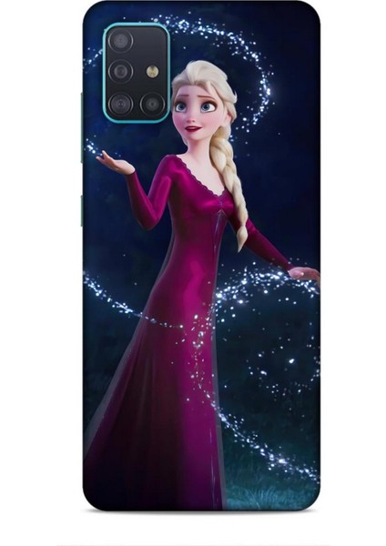 Samsung Galaxy A51 Kılıf Animasyon 3 Frozen Elsa Ülkesi Bordo Arka Kapak