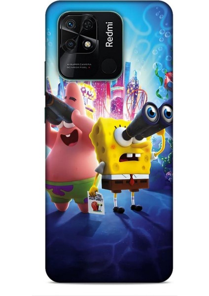 Xiaomi Redmi 10C Kılıf Animasyon 2 Sünger Bob Mavi Kapak