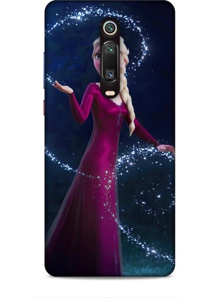Xiaomi Mi 9t Kılıf Animasyon 3 Frozen Elsa Ülkesi Bordo Arka Kapak