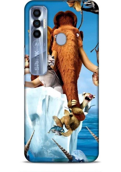 Tecno Spark 7 Pro Kılıf Animasyon 15 Buz Devri Kahverengi Kalın Silikon