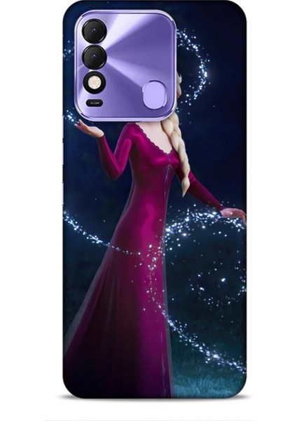 Tecno Spark 8c Kılıf Animasyon 3 Frozen Elsa Ülkesi Bordo Arka Kapak