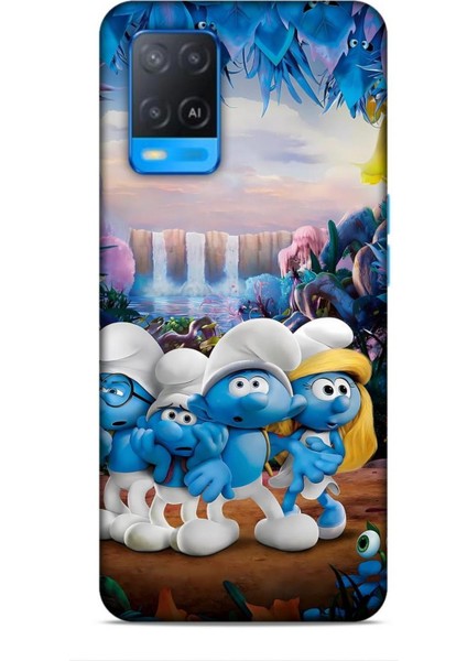 Oppo A54 Kılıf Animasyon 29 Şirinler Leke Tutmaz Kapak