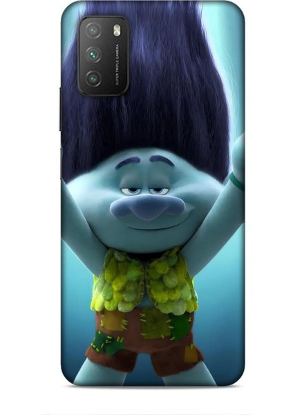 Xiaomi Poco M3 Kılıf Animasyon 10 Trolls Branch Turkuaz Full Hd Kılıf