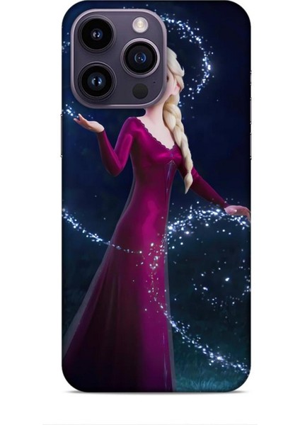 Apple iPhone 14 Pro Max Kılıf Animasyon 3 Frozen Elsa Ülkesi Bordo Arka Kapak