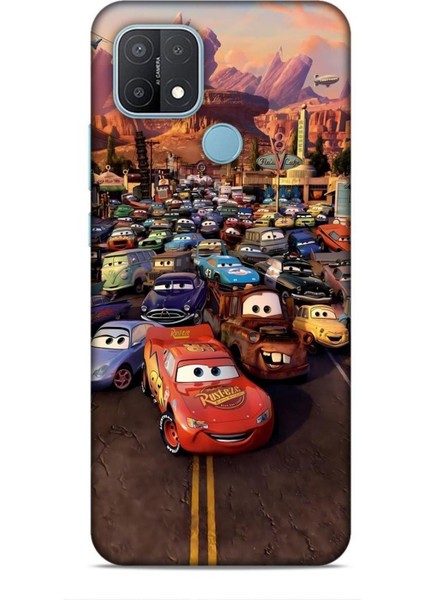 Oppo A15 Kılıf Animasyon 30 Arabalar Kenarları Şeffaf Kapak