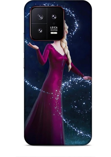 Xiaomi 13 Kılıf Animasyon 3 Frozen Elsa Ülkesi Bordo Arka Kapak