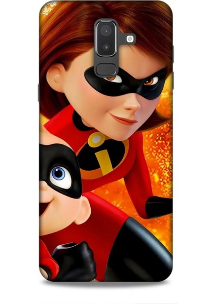 Samsung Galaxy J8 Kılıf Animasyon 7 Inanılmaz Aile Kırmızı Desenli Kılıf