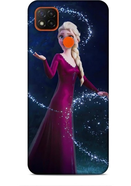 Xiaomi Redmi 9c Kılıf Animasyon 3 Frozen Elsa Ülkesi Bordo Arka Kapak