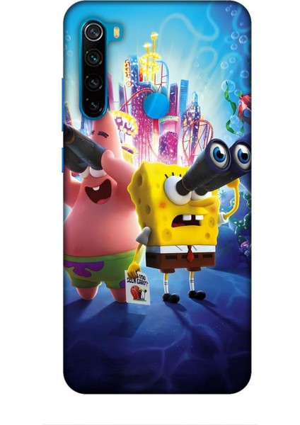 Xiaomi Redmi Note 8 Kılıf Animasyon 2 Sünger Bob Mavi Kapak