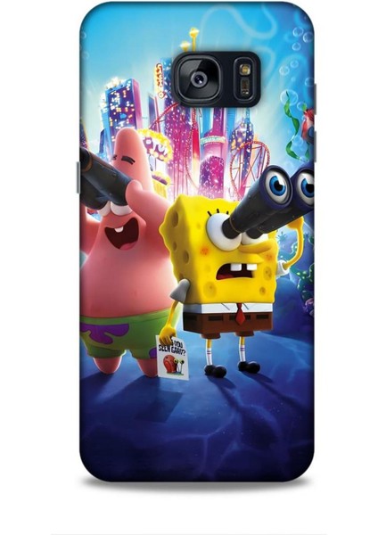 Samsung Galaxy S7 Edge Kılıf Animasyon 2 Sünger Bob Mavi Kapak