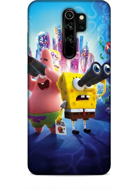 Xiaomi Redmi Note 8 Pro Kılıf Animasyon 2 Sünger Bob Mavi Kapak