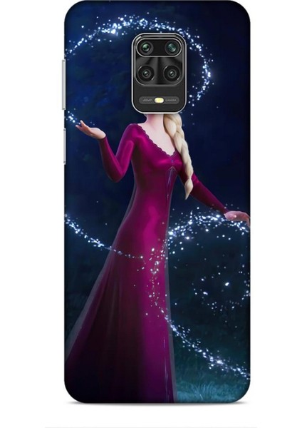 Xiaomi Redmi Note 9 Pro Kılıf Animasyon 3 Frozen Elsa Ülkesi Bordo Arka Kapak